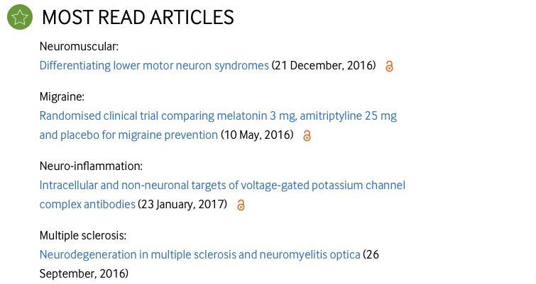 Scientific paper by BRI researcher listed in most read articles in J Neurol Neurosurg Psychiatry