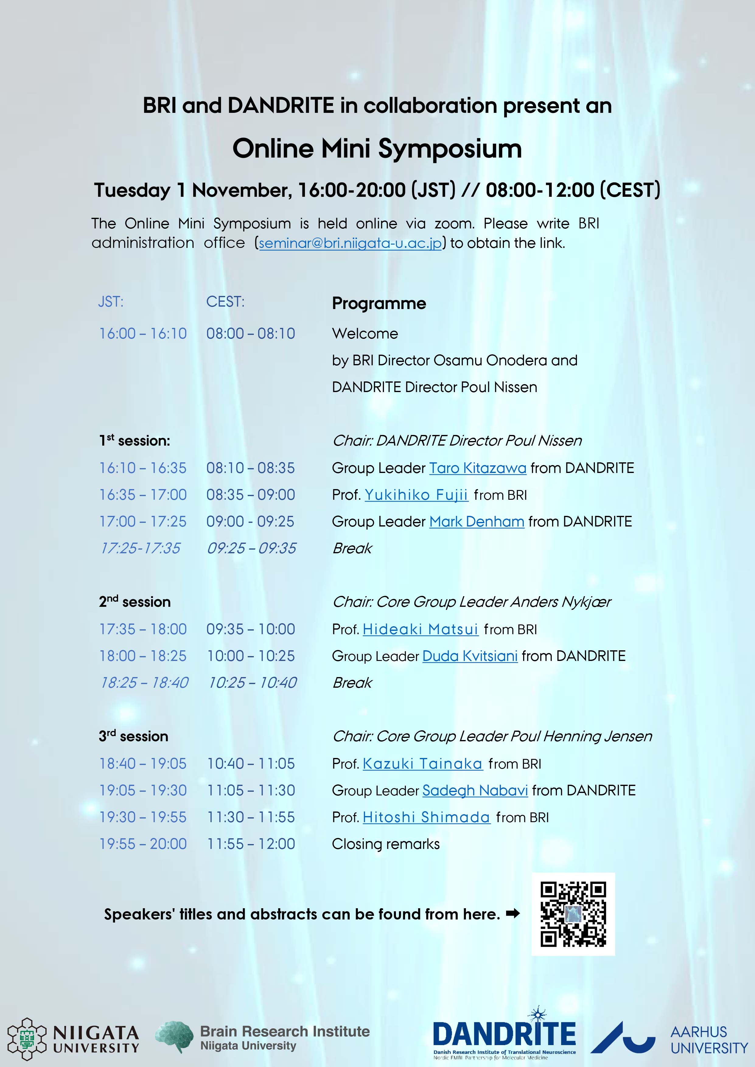 Mini Symposium Online Mini Symposium - BRI & DANDRITE (Internal event) | Events ...