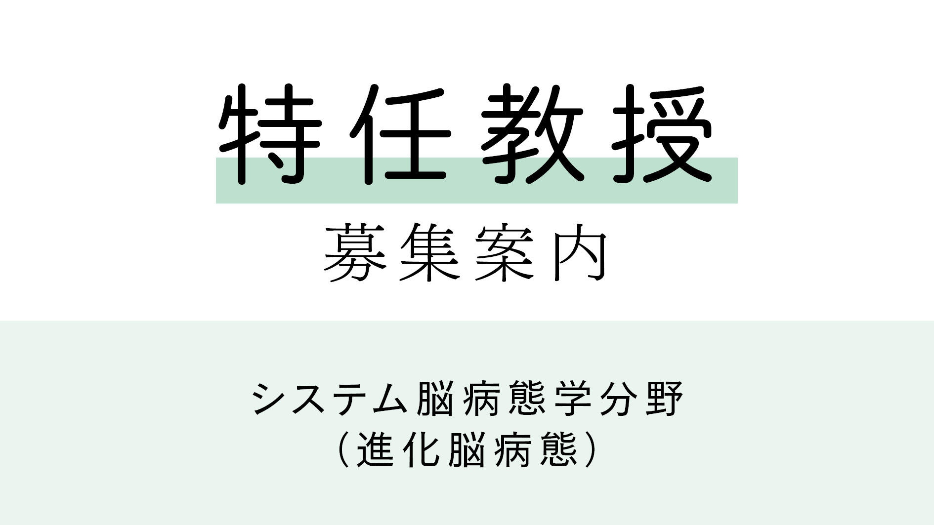 システム脳病態学分野（進化脳病態）特任教授募集案内