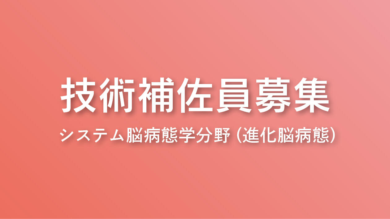 技術補佐員募集：システム脳病態学分野（進化脳病態）1名