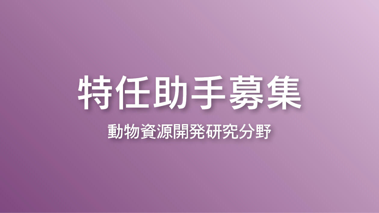 特任助手募集：動物資源開発研究分野 1名