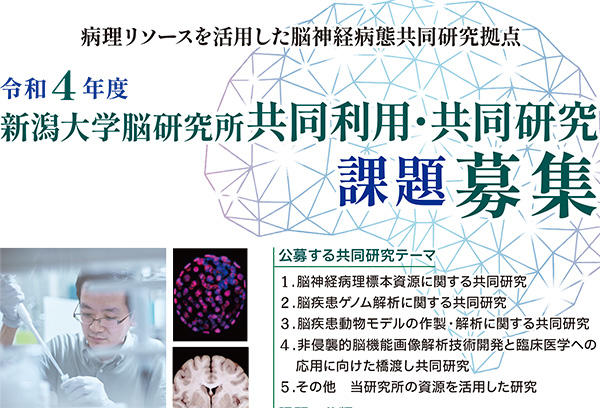 令和4年度新潟大学脳研究所共同利用・共同研究を募集しています